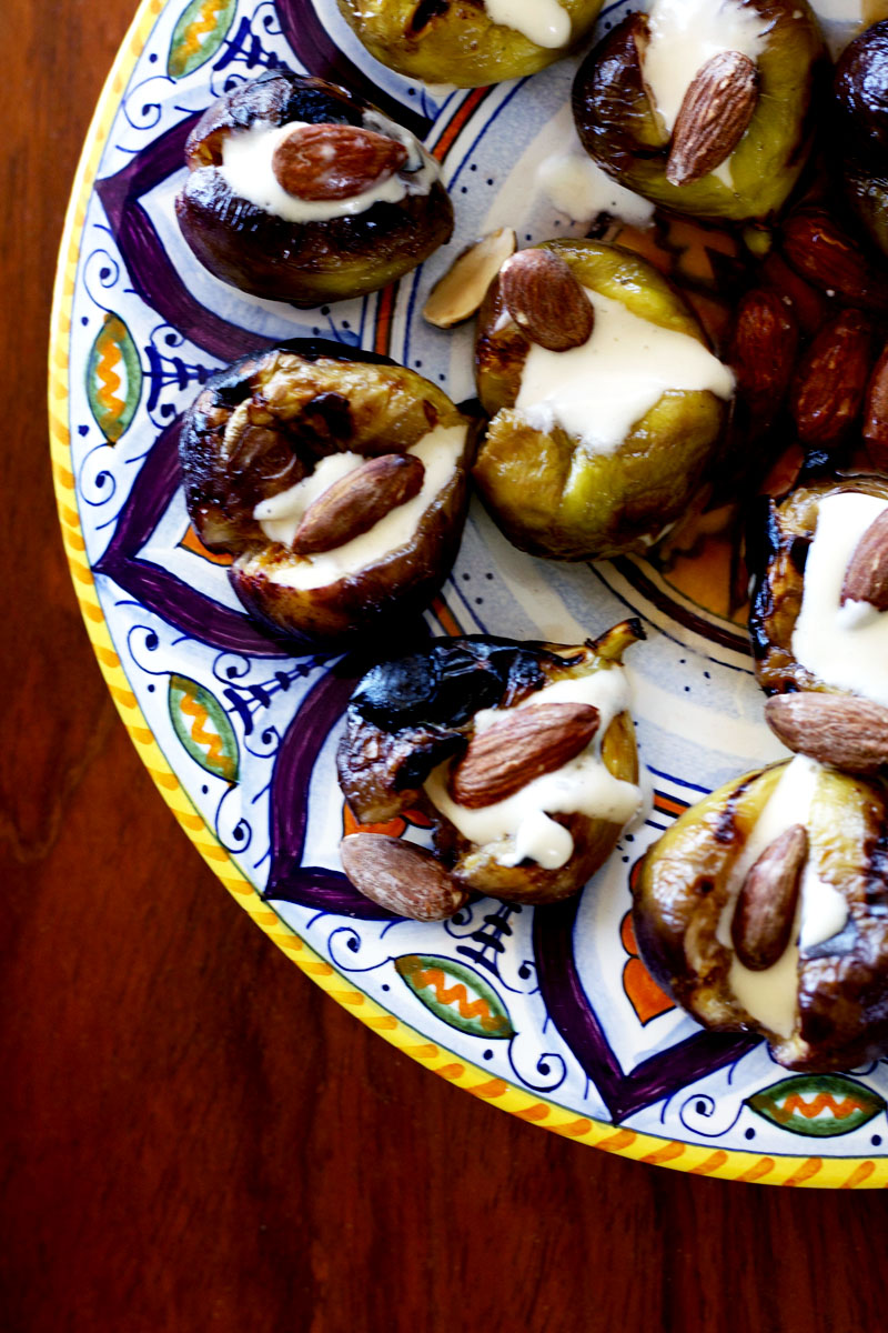 Grilled Figs with Creamy Honeyed Ricotta and Almonds