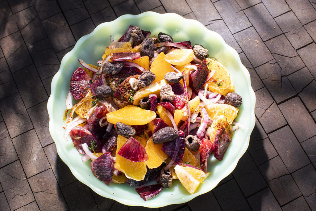 Orange and Red Onion Salad, with Roasted Olives from the Anatolian Kitchen