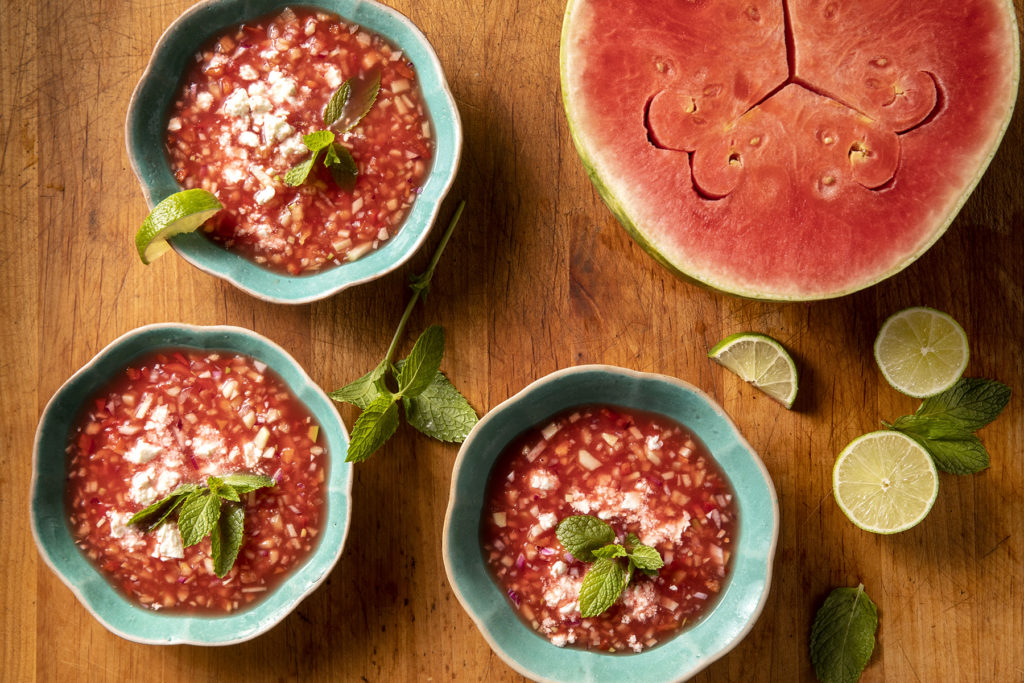 Watermelon Gazpacho with Mint and Feta