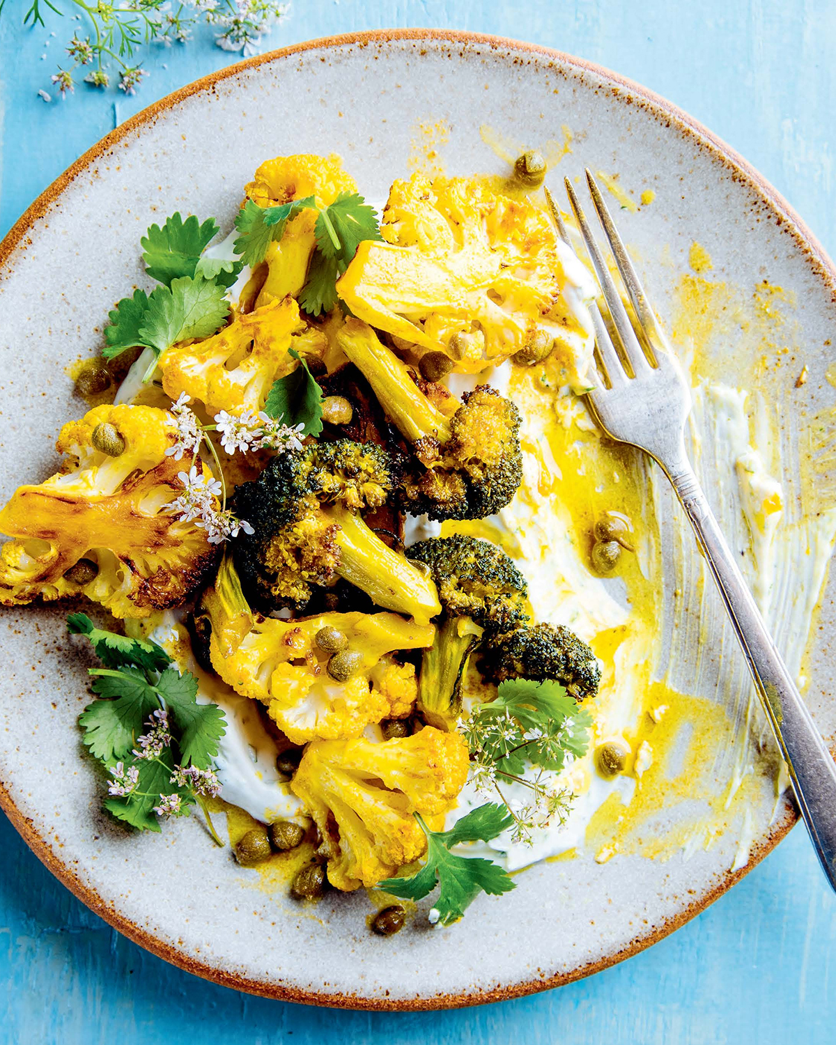 Turmeric-Spiced Cauliflower and Broccoli with Capers