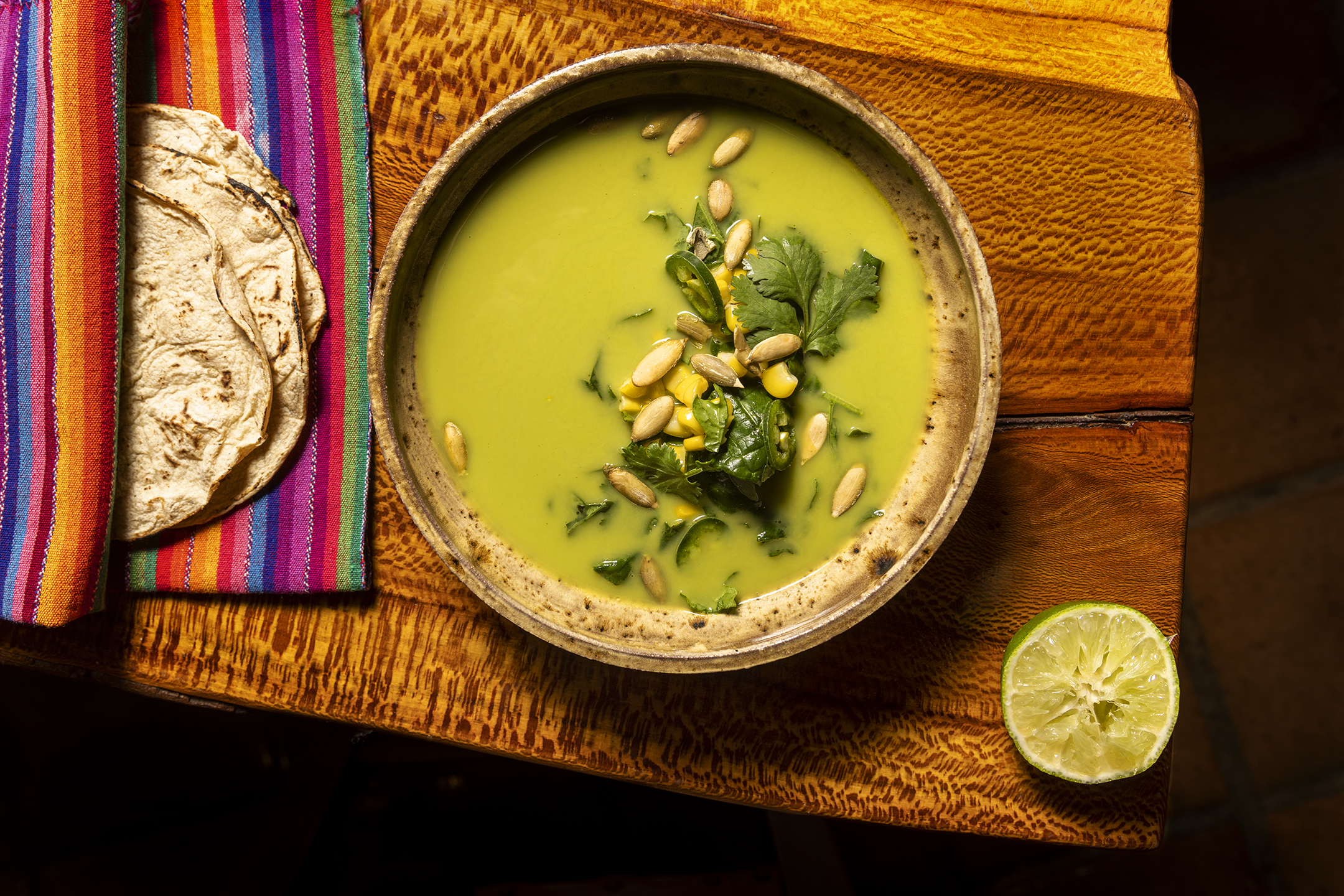 Broccoli, Kale & Jalapeño  Soup Recipe with Pepitas